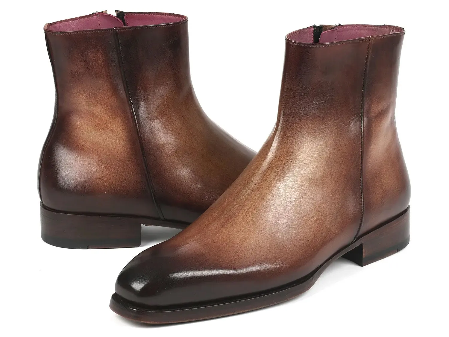 Paul Parkman Shoes Paul Parkman Side Zipper Boots Goodyear Welted in Brown Burnished