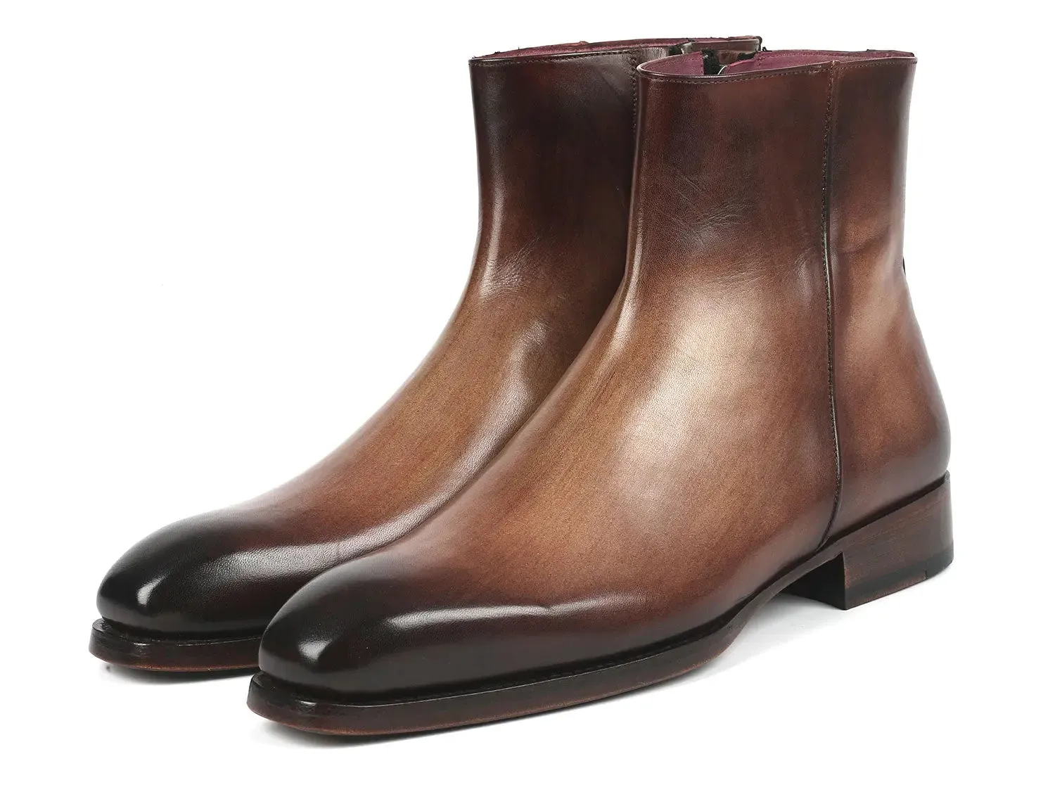 Paul Parkman Shoes Paul Parkman Side Zipper Boots Goodyear Welted in Brown Burnished