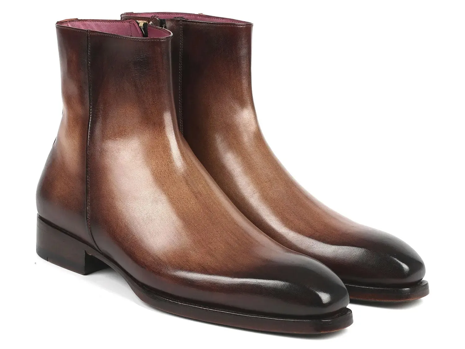Paul Parkman Shoes Paul Parkman Side Zipper Boots Goodyear Welted in Brown Burnished