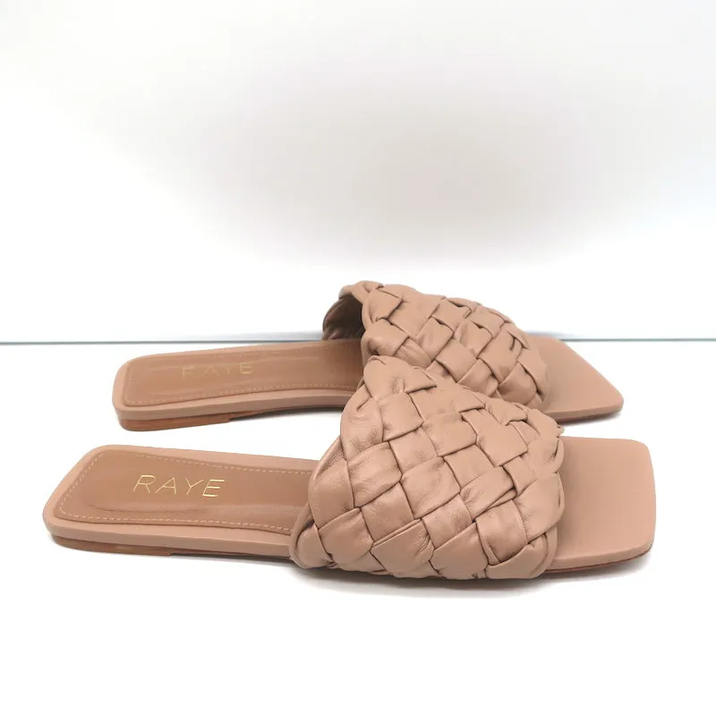 RAYE Slide Sandals Ever Nude Woven Leather Size 7.5