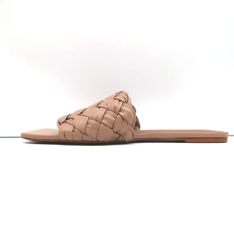 RAYE Slide Sandals Ever Nude Woven Leather Size 7.5