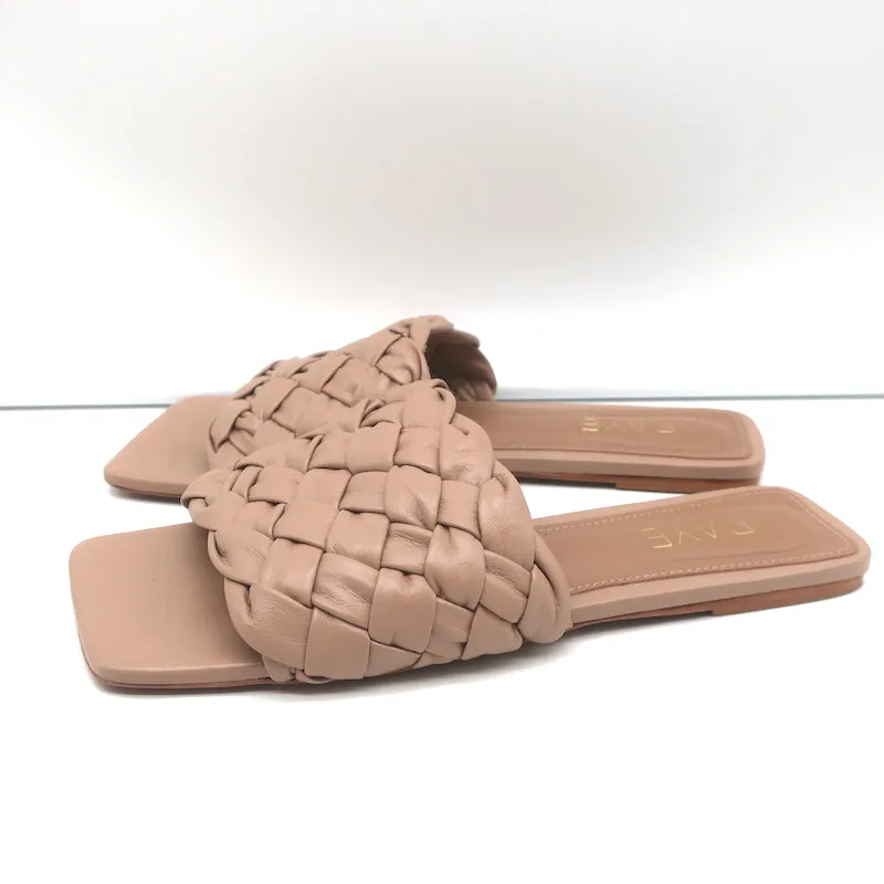 RAYE Slide Sandals Ever Nude Woven Leather Size 7.5