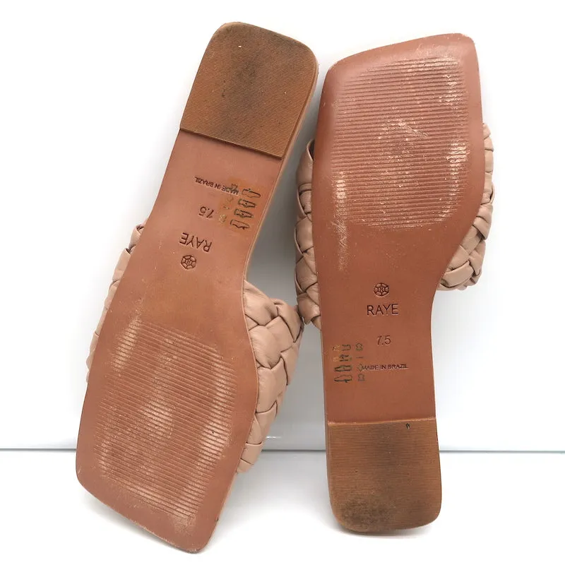 RAYE Slide Sandals Ever Nude Woven Leather Size 7.5