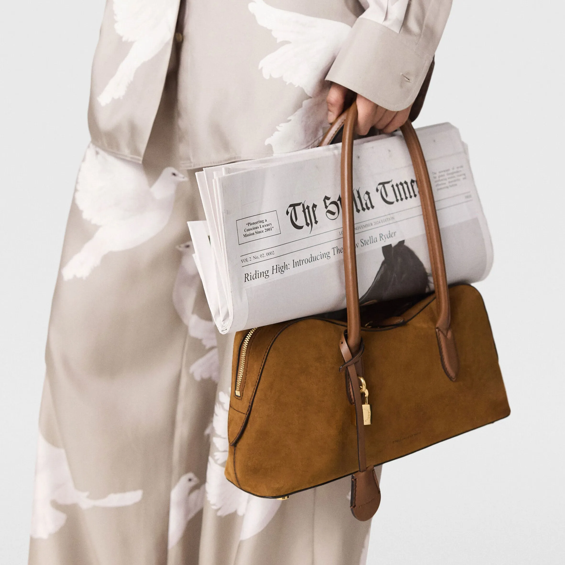 Ryder Shoulder Bag, Suede, Brandy Bags_Stella Mccartney_Bags