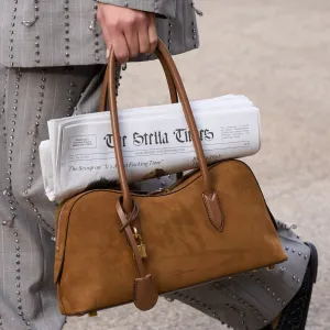 Ryder Shoulder Bag, Suede, Brandy Bags_Stella Mccartney_Bags