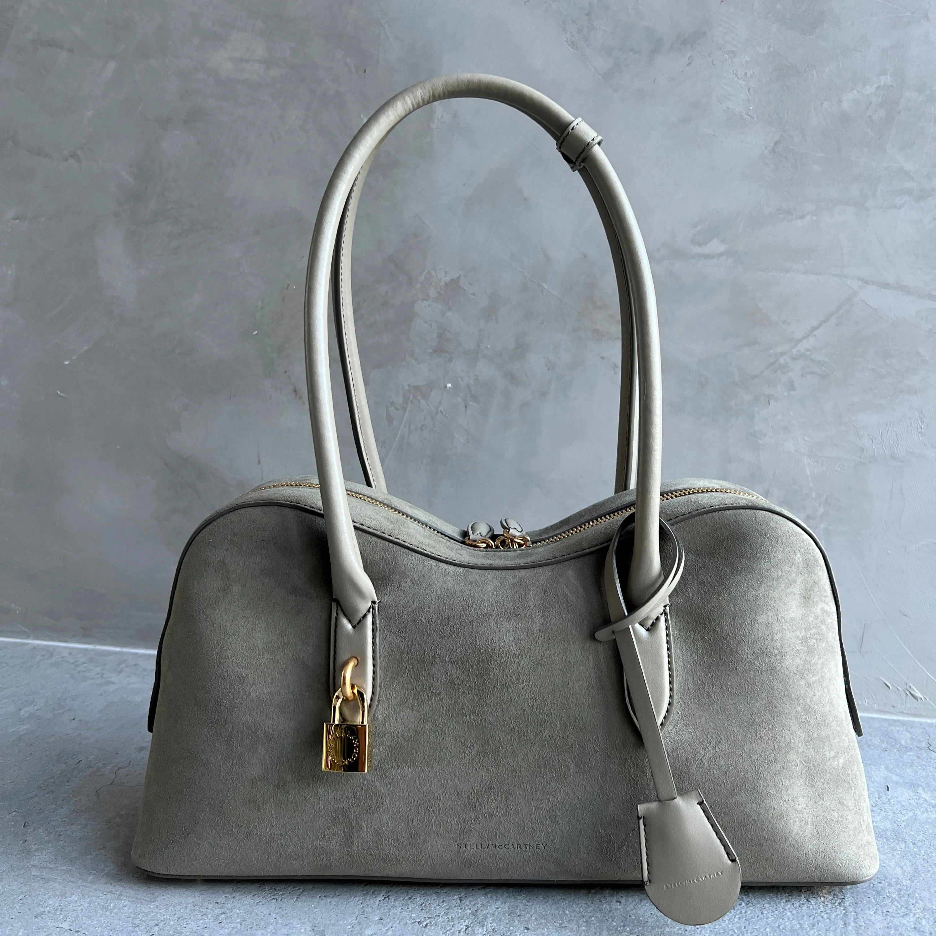 Ryder Shoulder Bag, Suede, Khaki Bags_Stella Mccartney_Bags