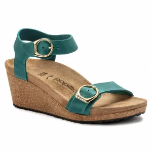 Soley Ring-Buckle Wedge Sandal In Lake Green