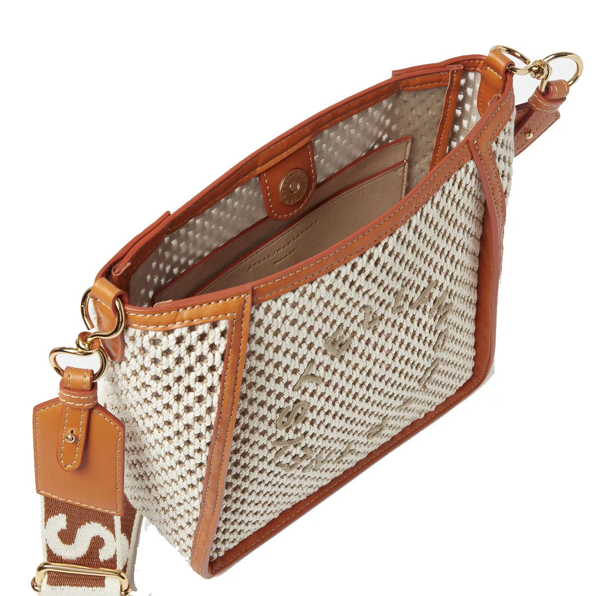 Stella Logo Mini Crossbody Hobo Bag Rope Mesh, Ivory/Beige Bags_Stella Mccartney_Bags