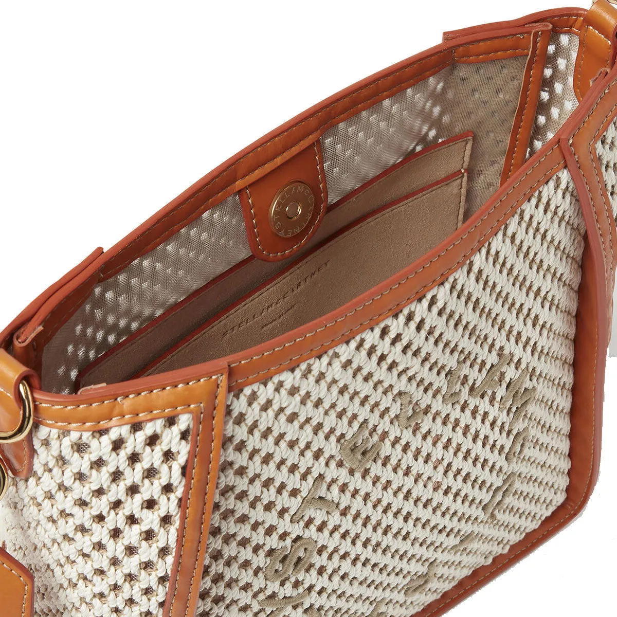 Stella Logo Mini Crossbody Hobo Bag Rope Mesh, Ivory/Beige Bags_Stella Mccartney_Bags