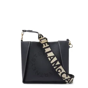 Stella Logo Mini Crossbody Hobo Grain Perforated, Black Bags_Stella Mccartney_Bags