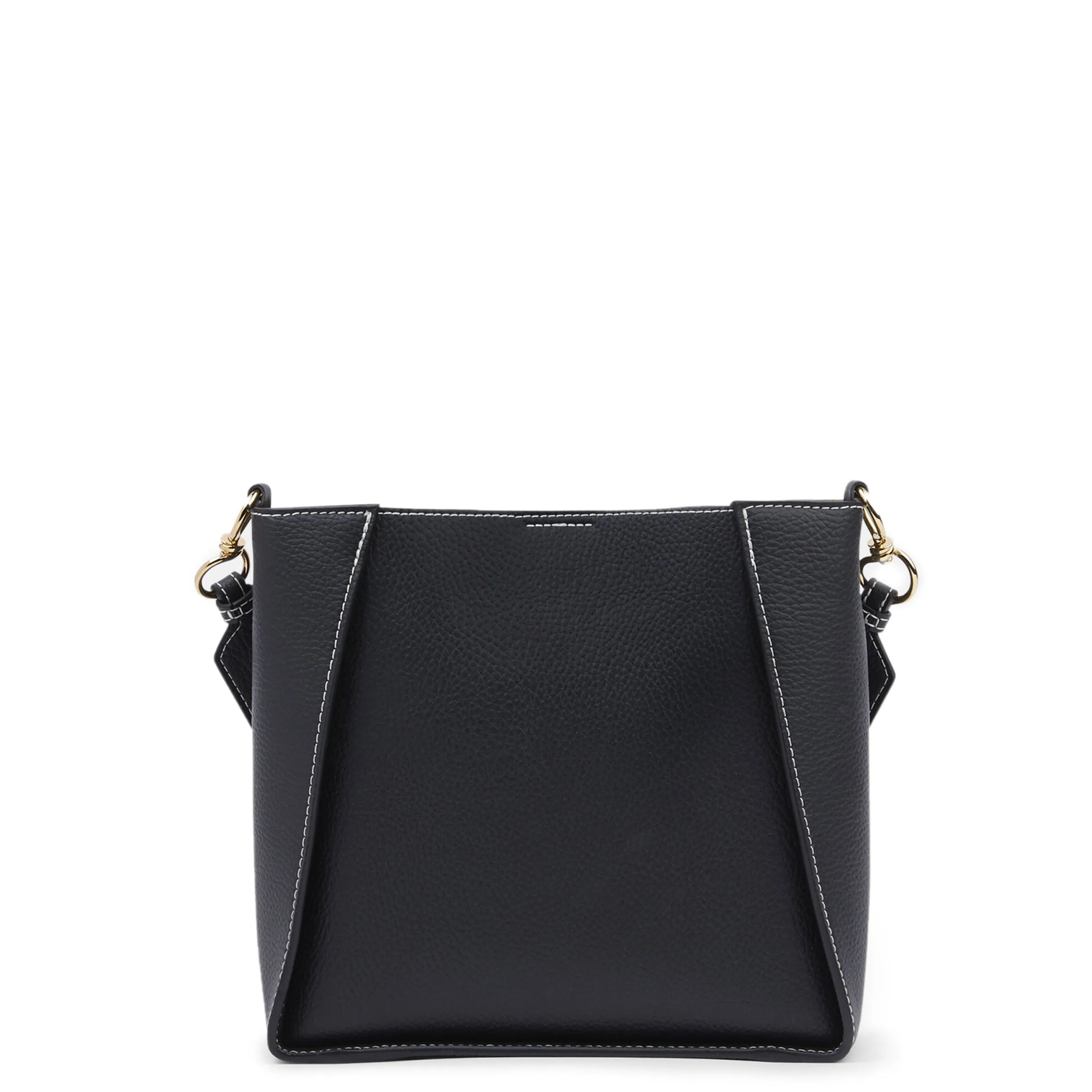 Stella Logo Mini Crossbody Hobo Grain Perforated, Black Bags_Stella Mccartney_Bags