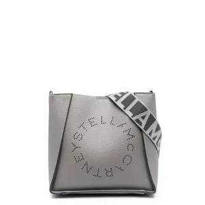 Stella Logo Mini Crossbody Hobo Grain Perforated, Smoke Bags_Stella Mccartney_Bags