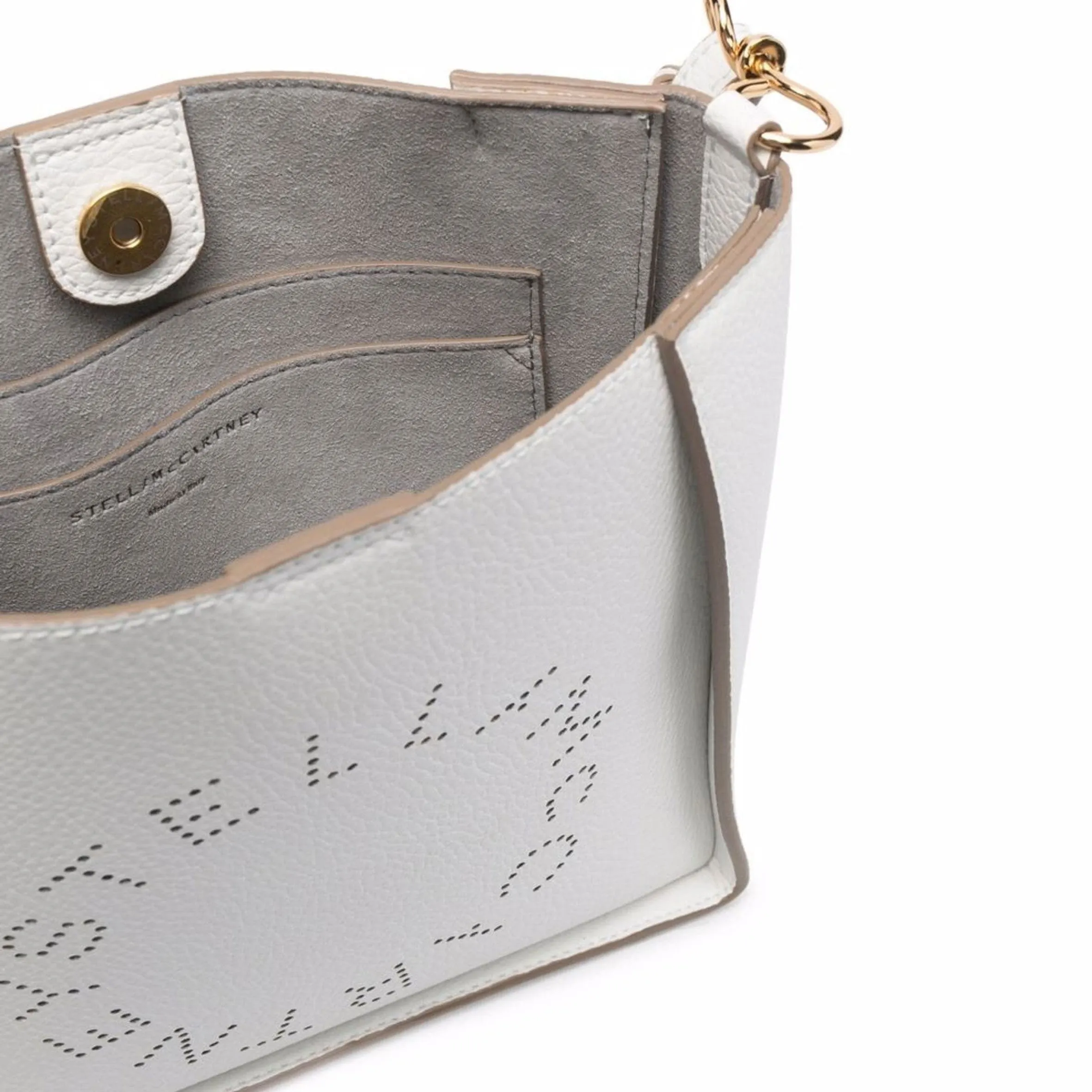 Stella Logo Mini Crossbody Hobo Grain Perforated, White Bags_Stella Mccartney_Bags