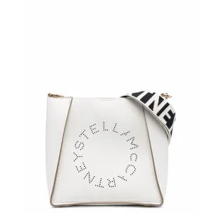 Stella Logo Mini Crossbody Hobo Grain Perforated, White Bags_Stella Mccartney_Bags