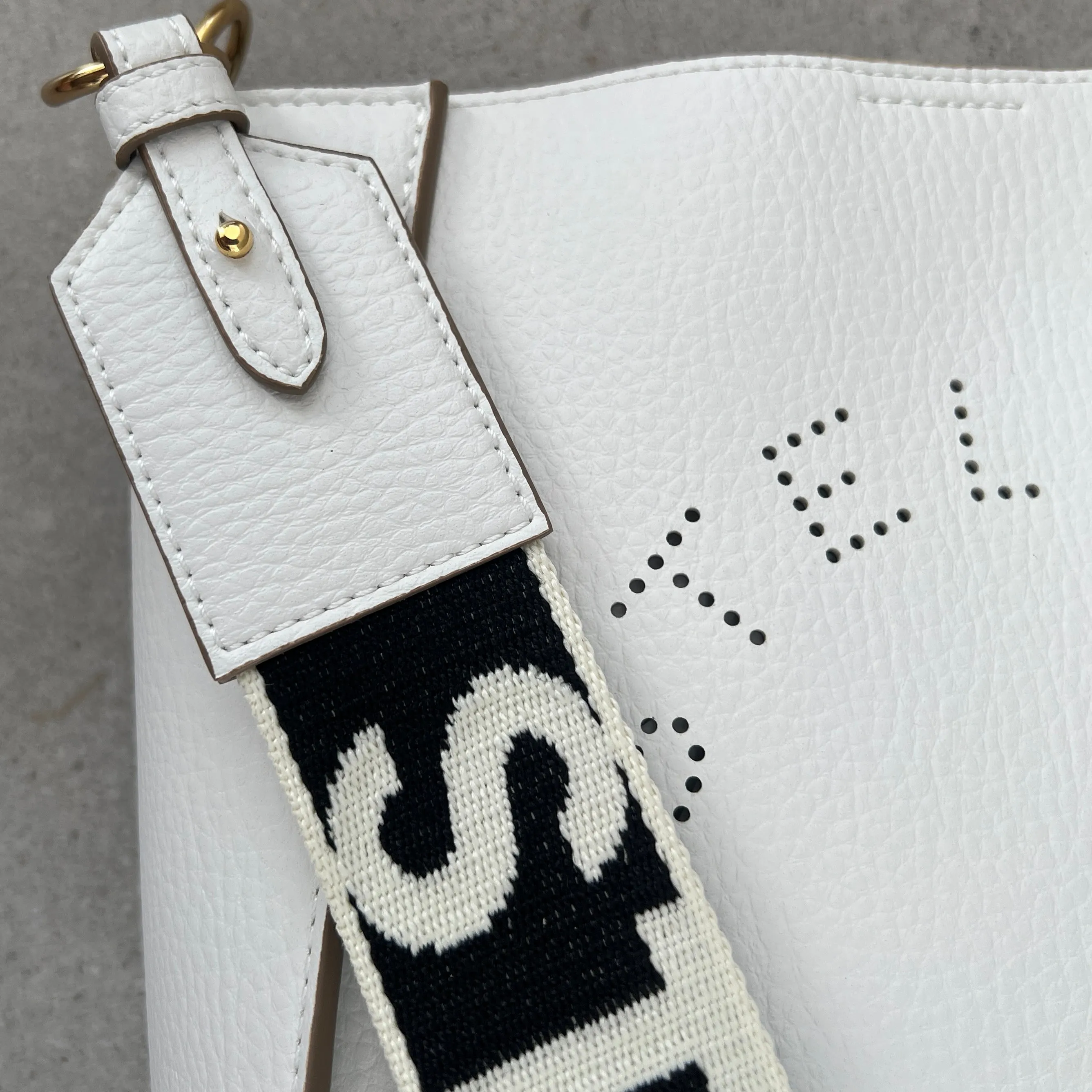 Stella Logo Mini Crossbody Hobo Grain Perforated, White Bags_Stella Mccartney_Bags