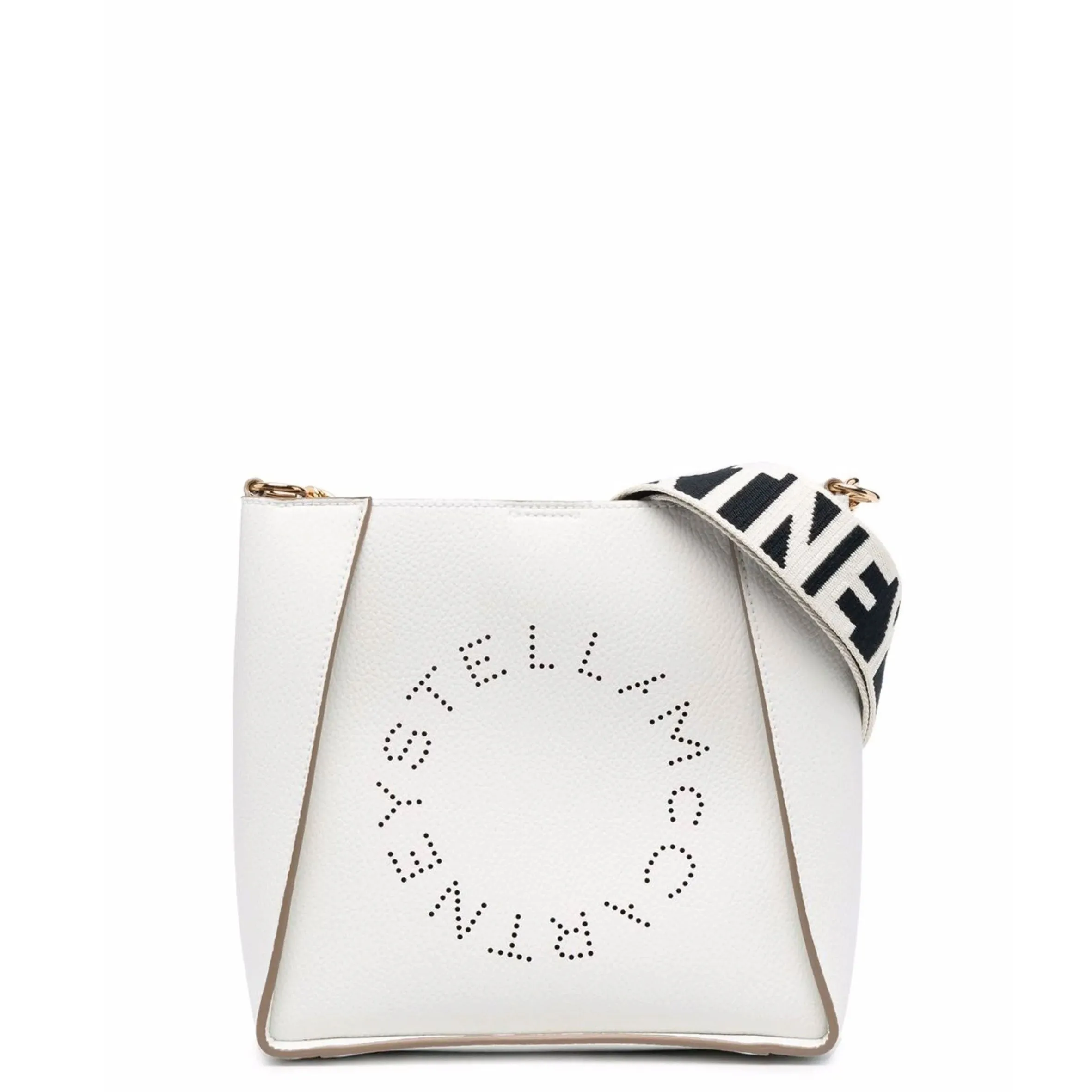 Stella Logo Mini Crossbody Hobo Grain Perforated, White Bags_Stella Mccartney_Bags