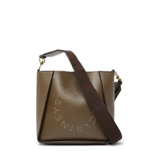 Stella Logo Mini Crossbody Hobo Grain Stud, Brown Bags_Stella Mccartney_Bags
