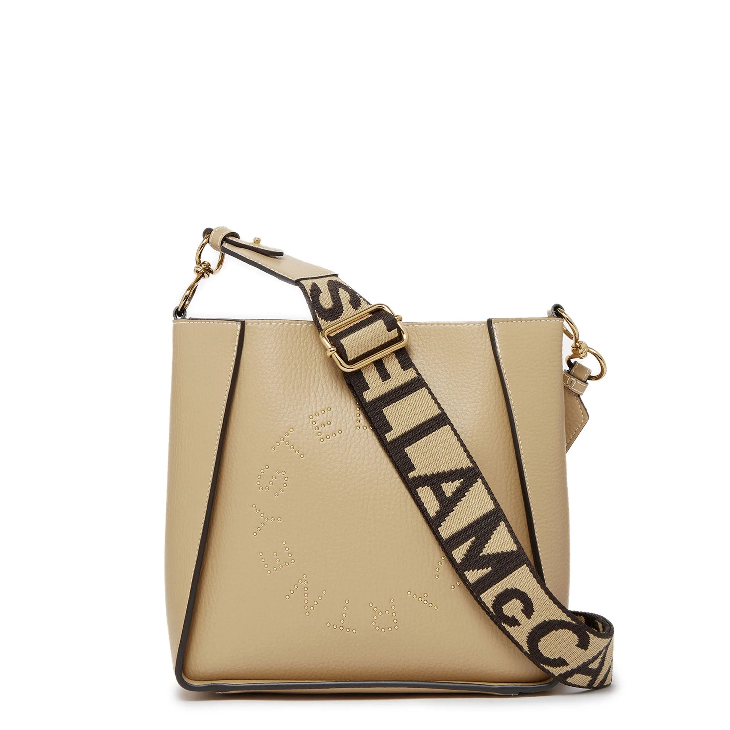 Stella Logo Mini Crossbody Hobo Grain Stud, Caramel Bags_Stella Mccartney_Bags