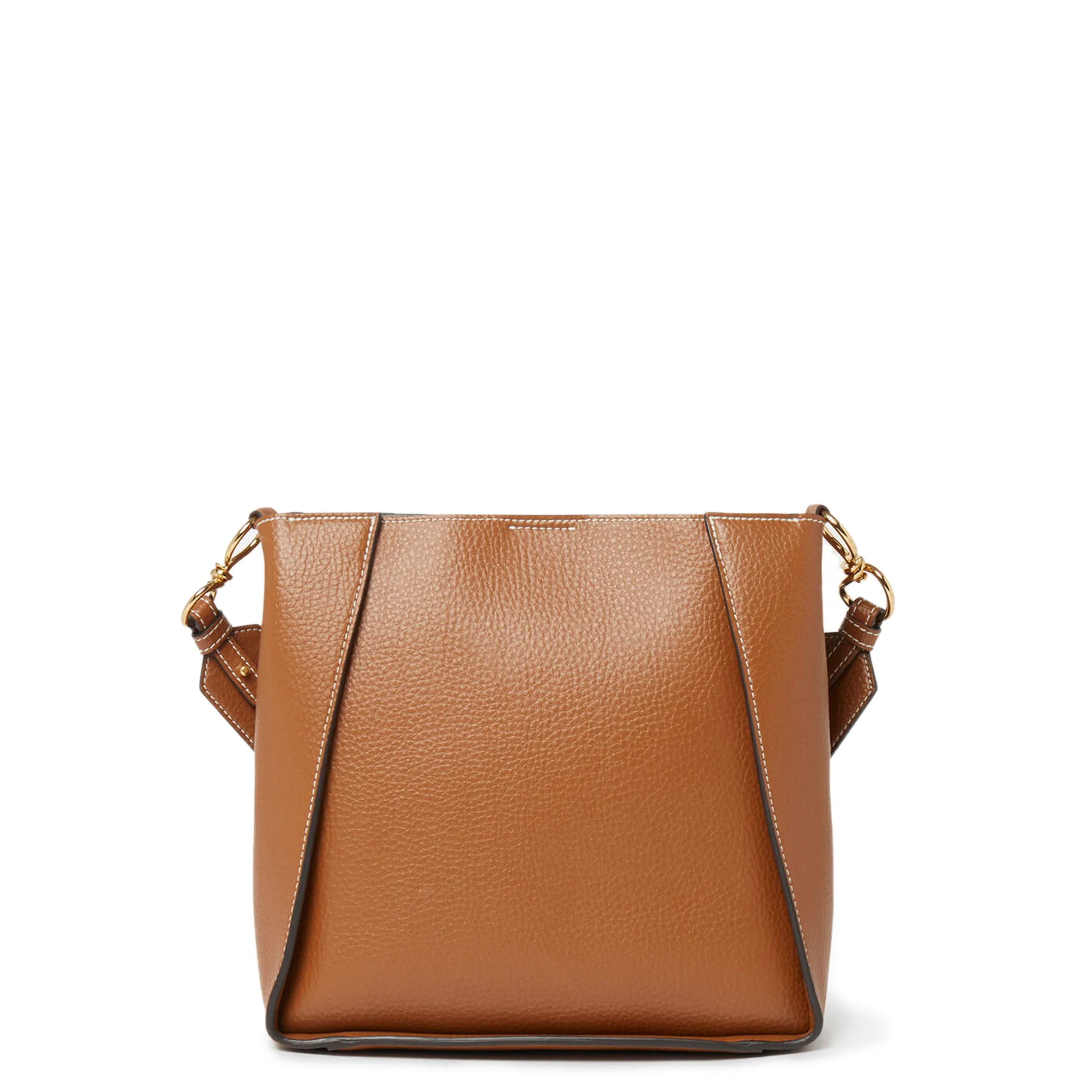 Stella Logo Mini Crossbody Hobo Grain Stud, Pecan Bags_Stella Mccartney_Bags