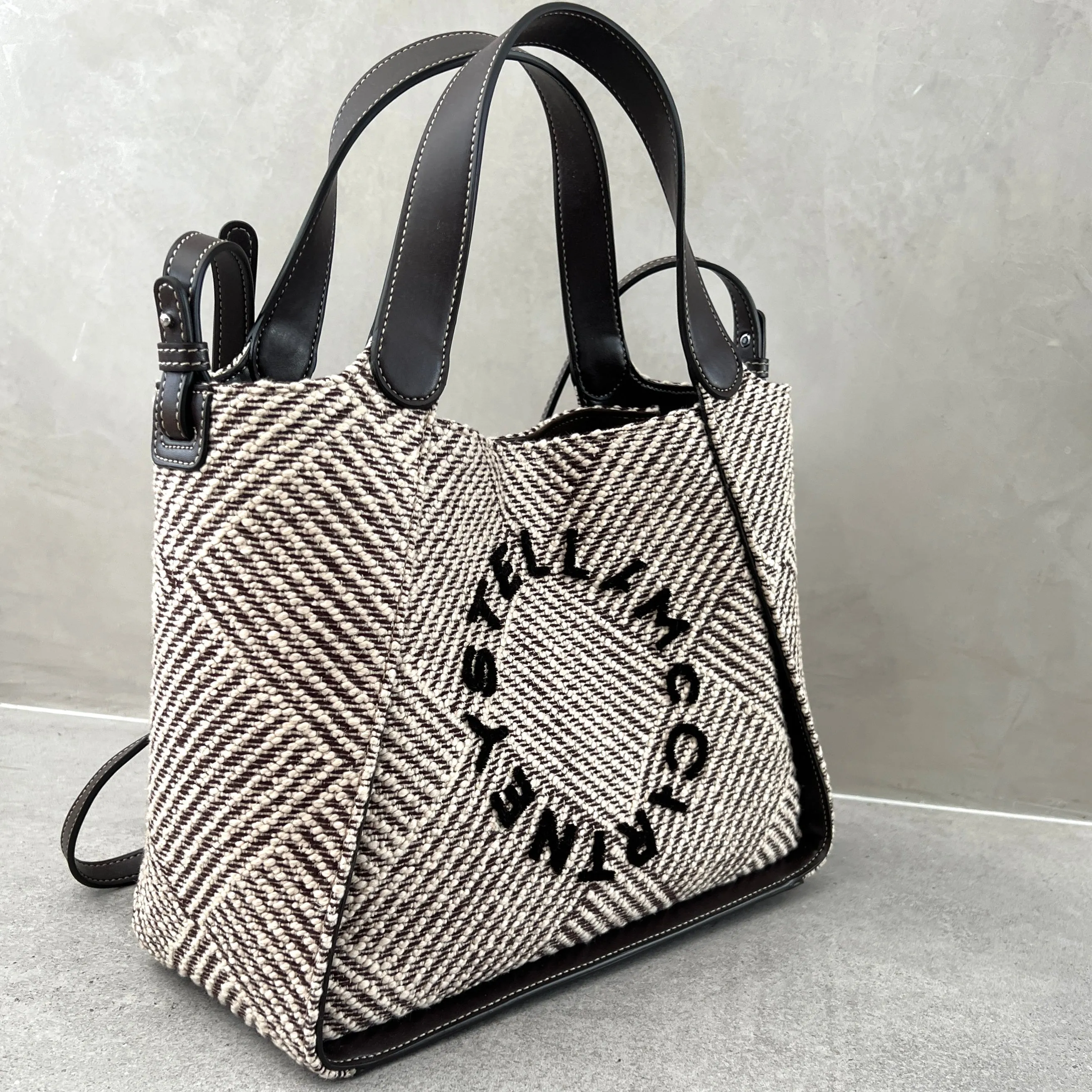 Stella Logo Tote C/B Embroidered Jacquard, Choc/Cream Bags_Stella Mccartney_Bags