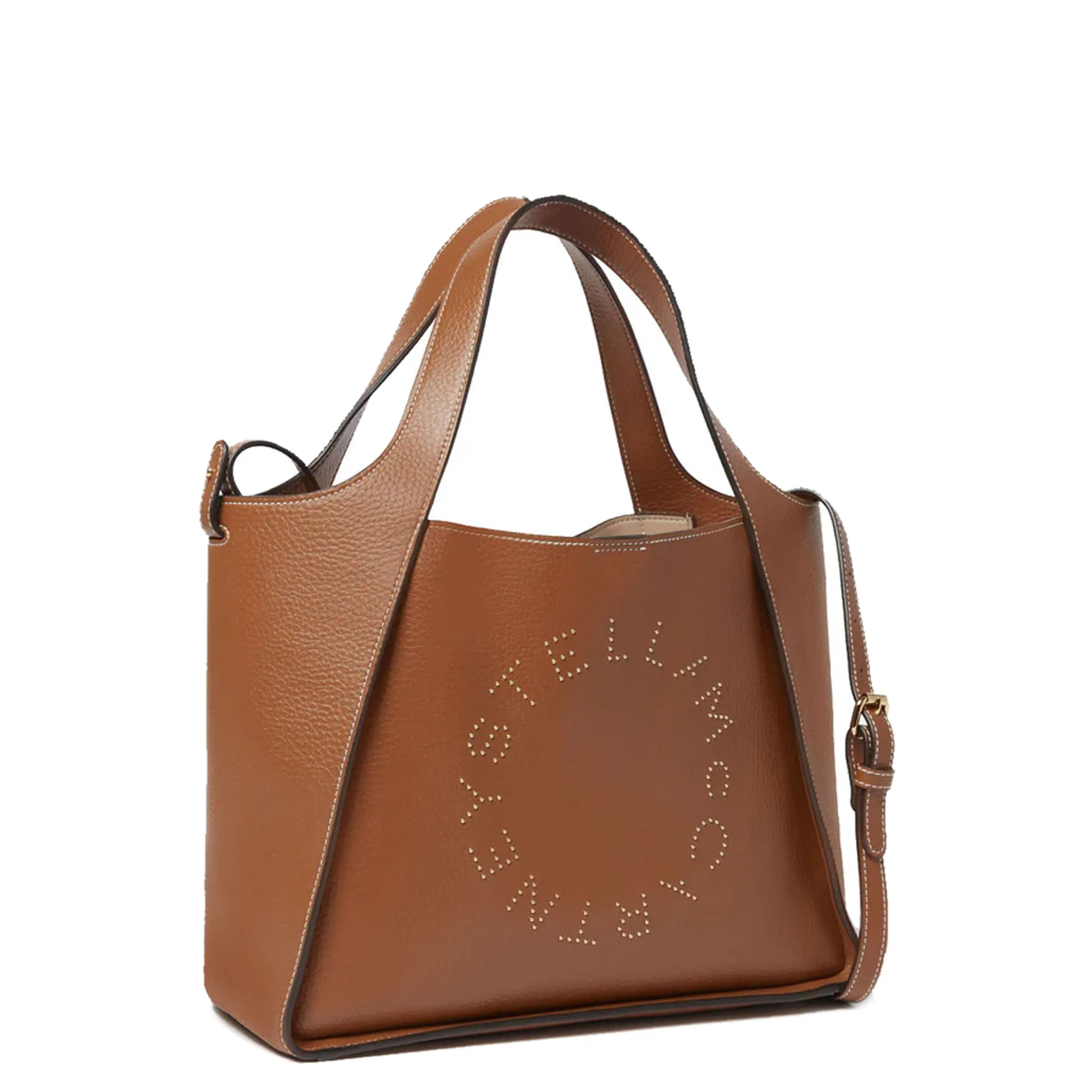Stella Logo Tote C/B Grain Stud, Pecan Bags_Stella Mccartney_Bags