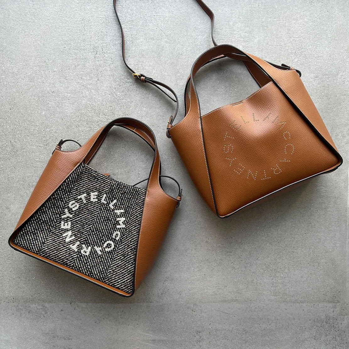 Stella Logo Tote C/B Grain Stud, Pecan Bags_Stella Mccartney_Bags