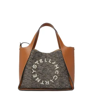 Stella Logo Tote C/B, Herringbone, Black/Pecan Bags_Stella Mccartney_Bags