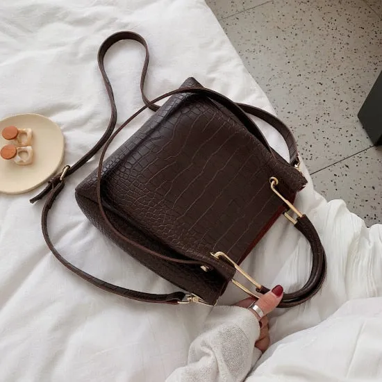 Stone Pattern PU Leather Bucket Bags For Women 2020 Small Shoulder Messenger Bag Lady Fashion Handbags Luxury Totes Fashion Nova Bags