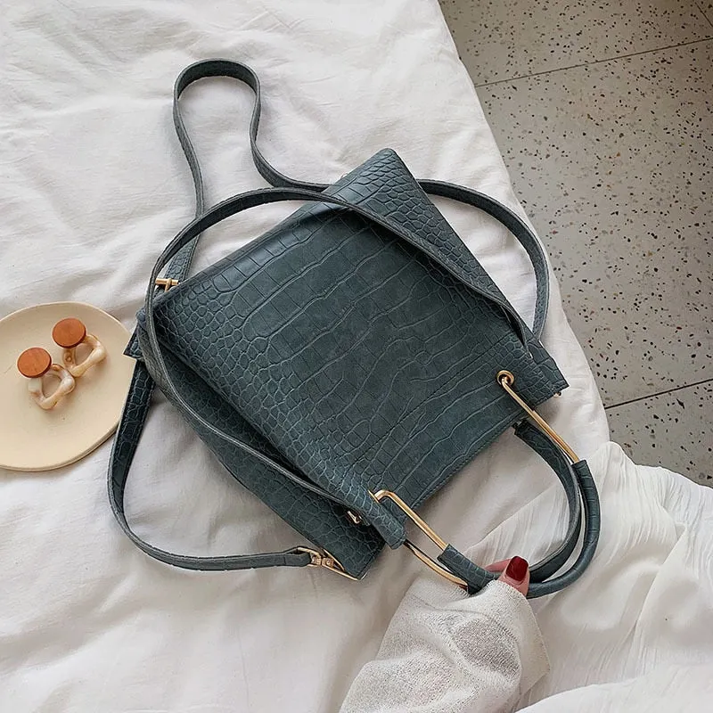 Stone Pattern PU Leather Bucket Bags For Women 2020 Small Shoulder Messenger Bag Lady Fashion Handbags Luxury Totes Fashion Nova Bags