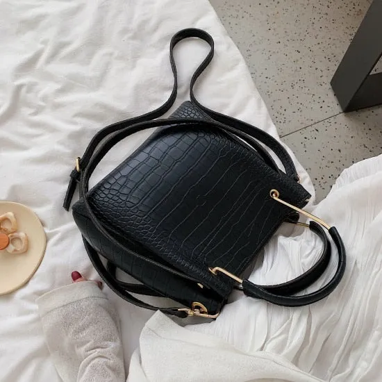 Stone Pattern PU Leather Bucket Bags For Women 2020 Small Shoulder Messenger Bag Lady Fashion Handbags Luxury Totes Fashion Nova Bags
