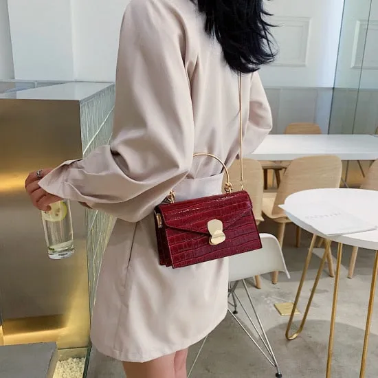 Stone pattern PU Leather Crossbody Bags For Women 2020 Mini Shoulder Messenger Bag With Metal Handle Lady Travel Totes Fashion Nova Bags