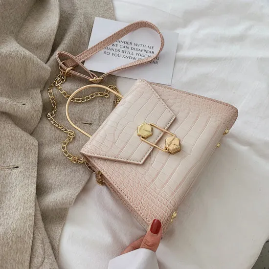 Stone Pattern PU Leather Crossbody Bags For Women 2020 Small Totes With Metal Handle Lady Shoulder Messenger Bag Handbags Fashion Nova Bags