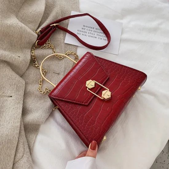 Stone Pattern PU Leather Crossbody Bags For Women 2020 Small Totes With Metal Handle Lady Shoulder Messenger Bag Handbags Fashion Nova Bags