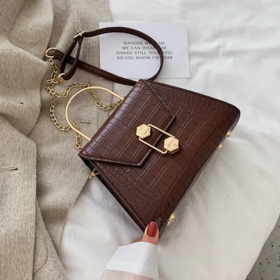 Stone Pattern PU Leather Crossbody Bags For Women 2020 Small Totes With Metal Handle Lady Shoulder Messenger Bag Handbags Fashion Nova Bags