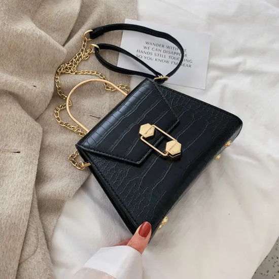 Stone Pattern PU Leather Crossbody Bags For Women 2020 Small Totes With Metal Handle Lady Shoulder Messenger Bag Handbags Fashion Nova Bags