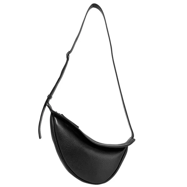 [Super Seabob] 2020 Spring Woman New Wine Red Black Color Wide Single Strap Zipper Half Moon PU Leather Chestbag All Match LI812 Fashion Nova Bags