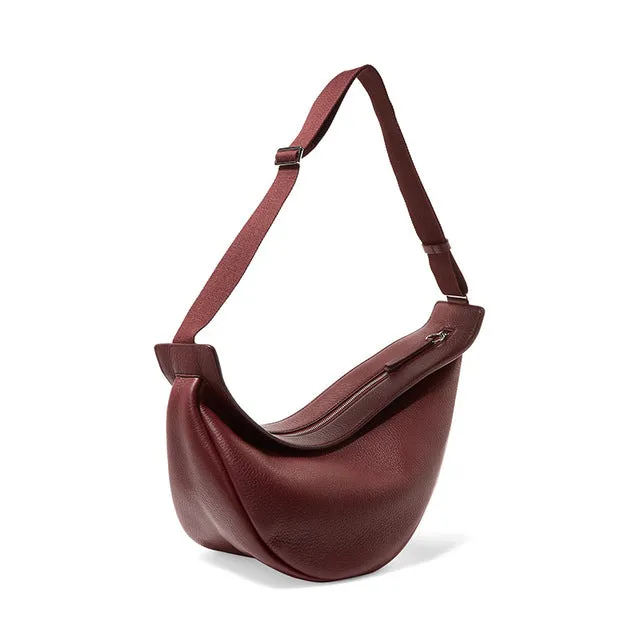 [Super Seabob] 2020 Spring Woman New Wine Red Black Color Wide Single Strap Zipper Half Moon PU Leather Chestbag All Match LI812 Fashion Nova Bags