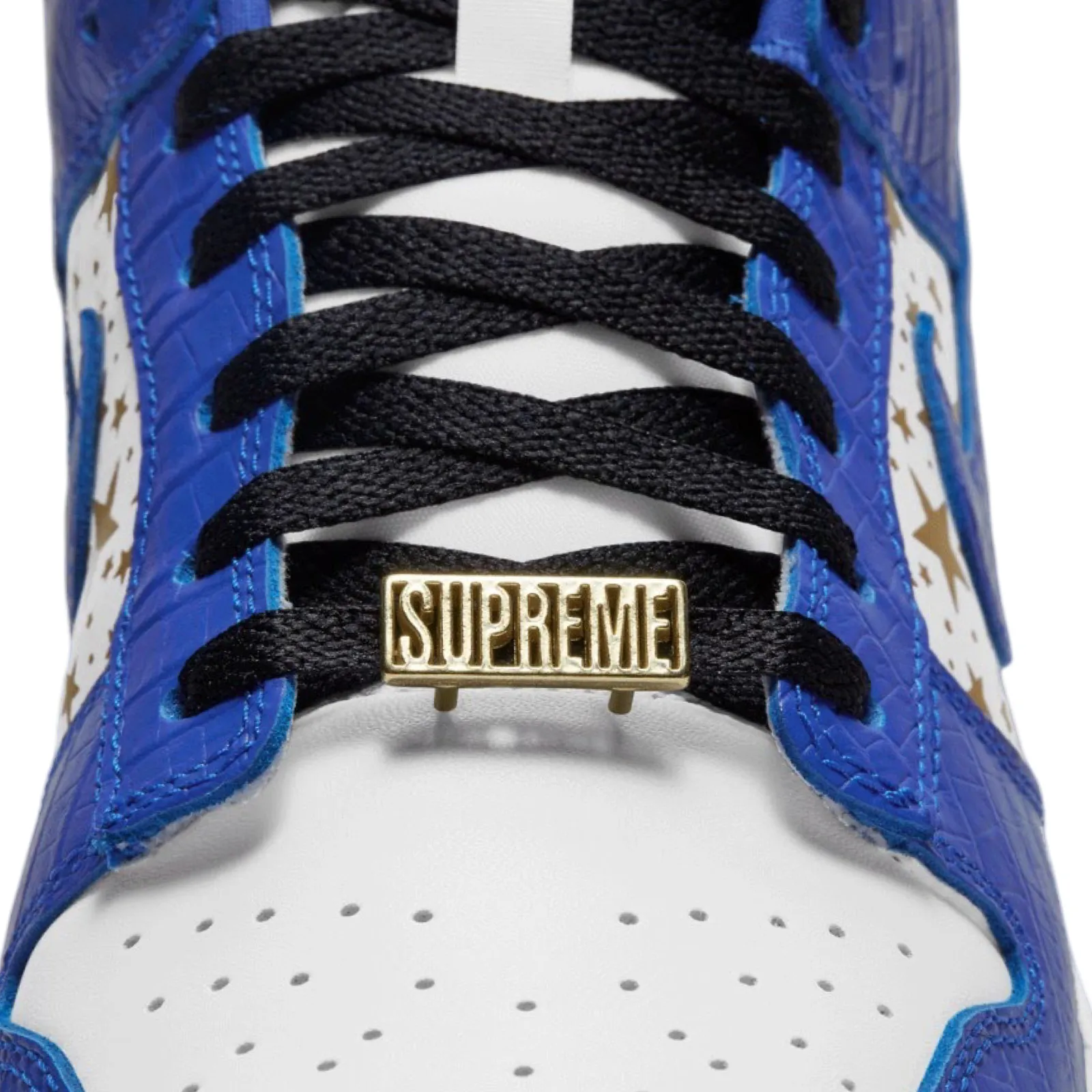 Supreme x SB Dunk Low OG QS White Hyper Blue Metallic Gold Nike Dunk