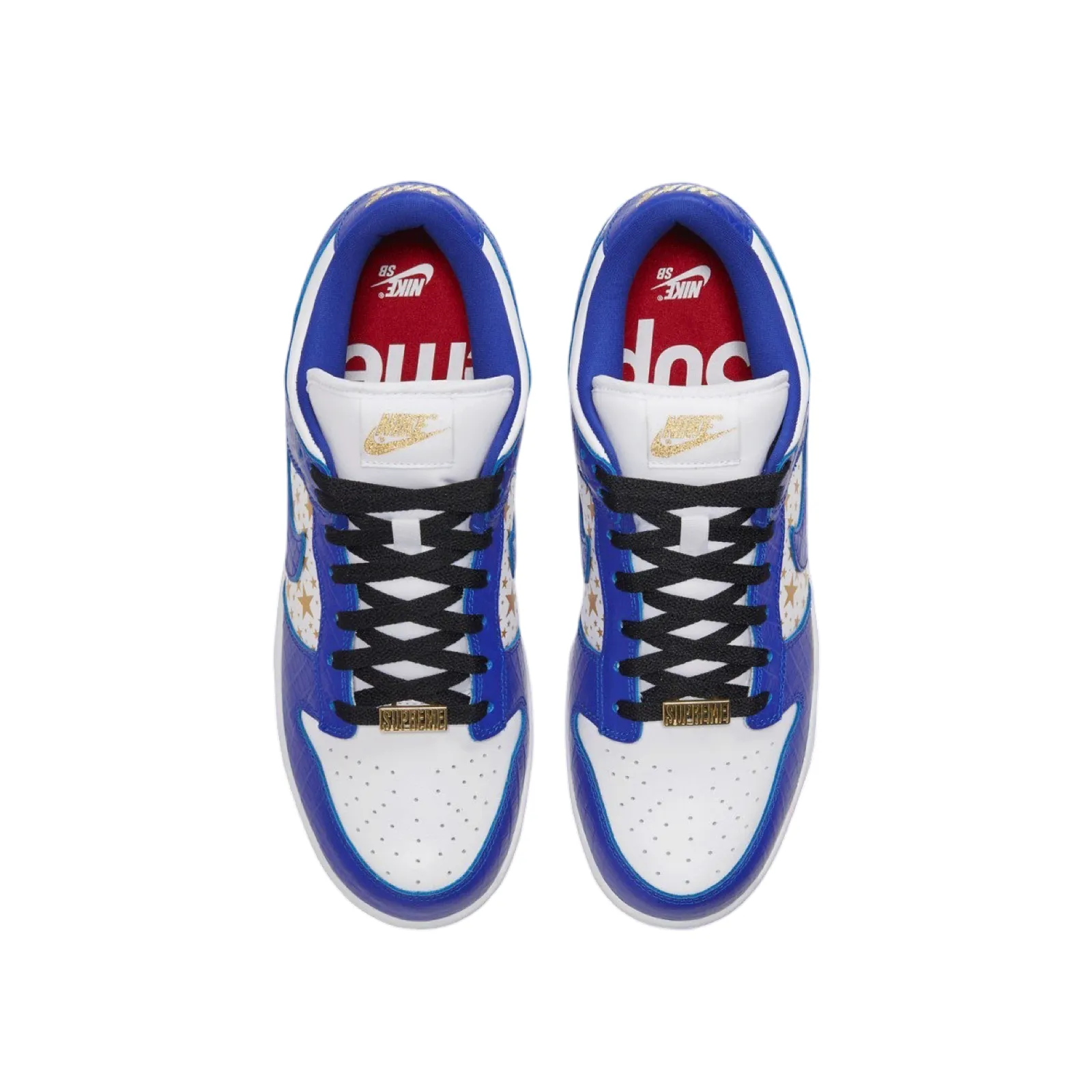 Supreme x SB Dunk Low OG QS White Hyper Blue Metallic Gold Nike Dunk