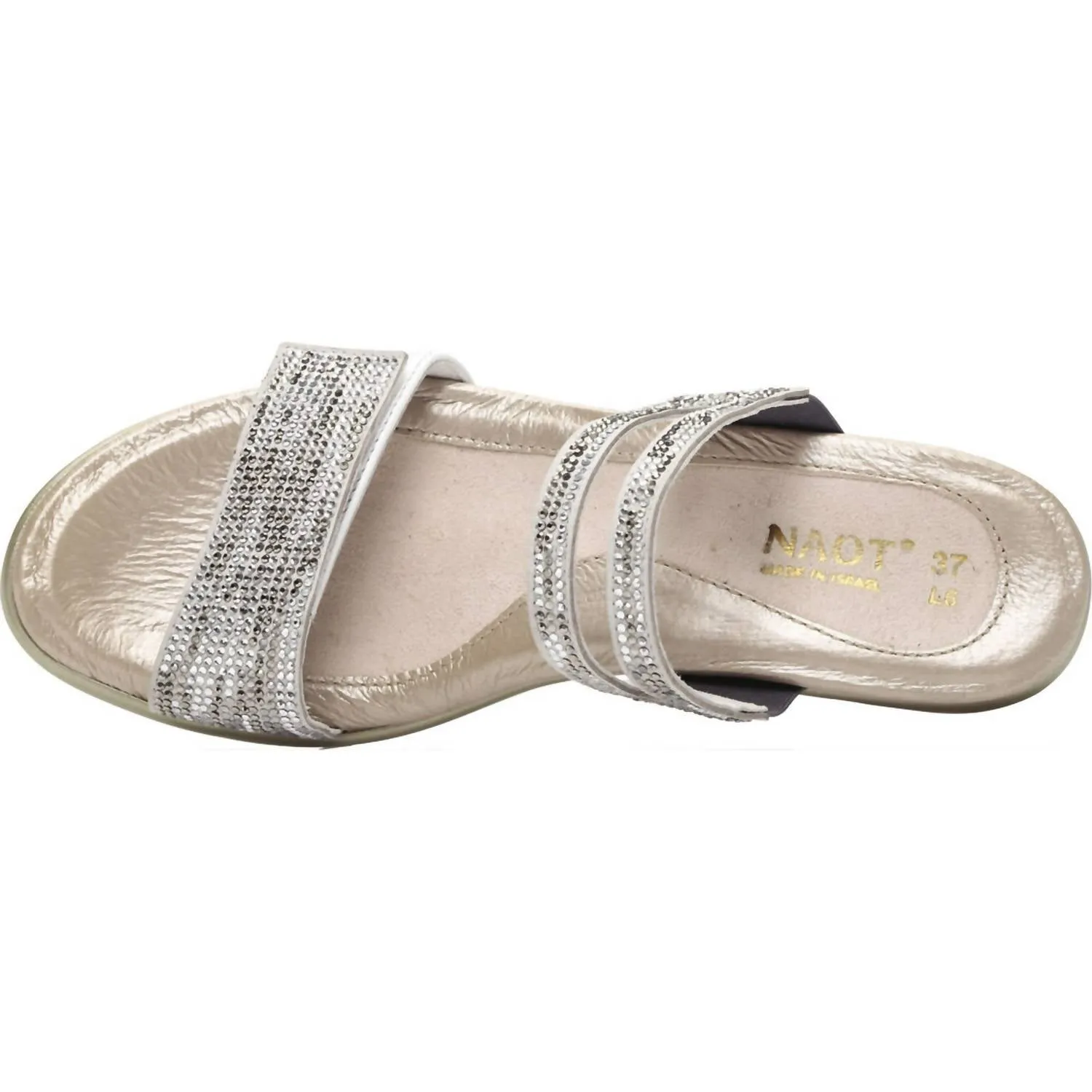 Temper Slide Sandal In White Pearl Leather/white Mult