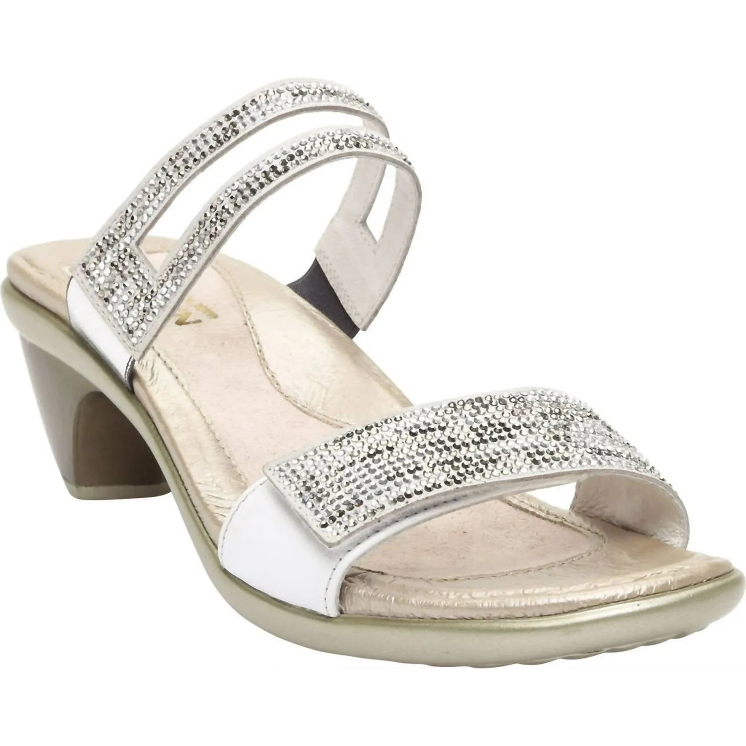 Temper Slide Sandal In White Pearl Leather/white Mult