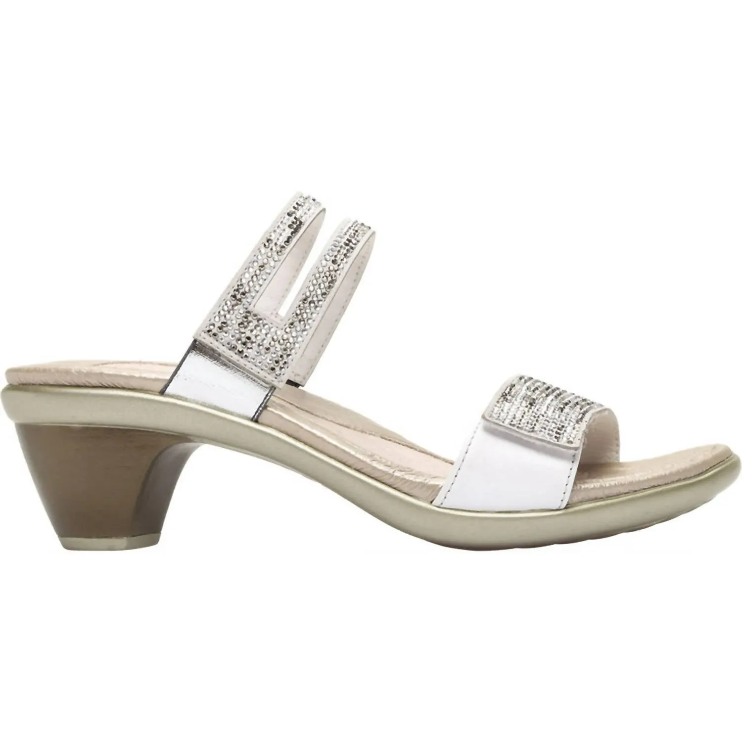 Temper Slide Sandal In White Pearl Leather/white Mult
