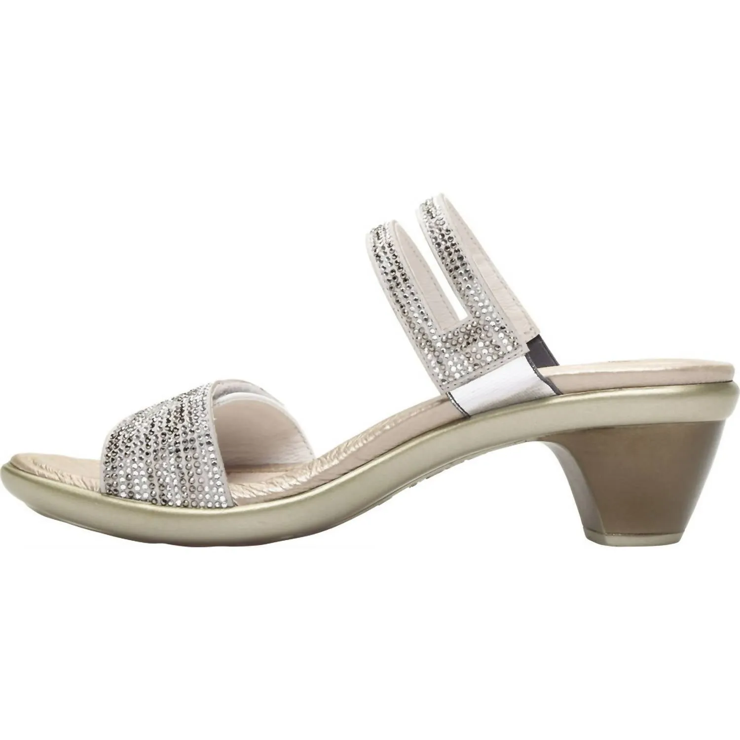 Temper Slide Sandal In White Pearl Leather/white Mult