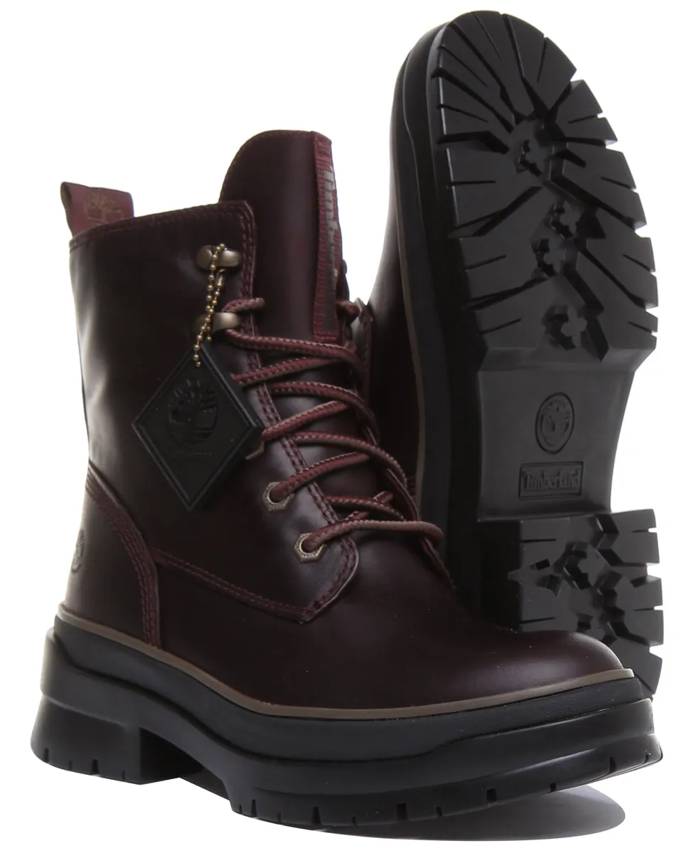 Timberland A2F7G Malynn Mid Lace Up Boot In Burgundy For Women Shoes Timberland