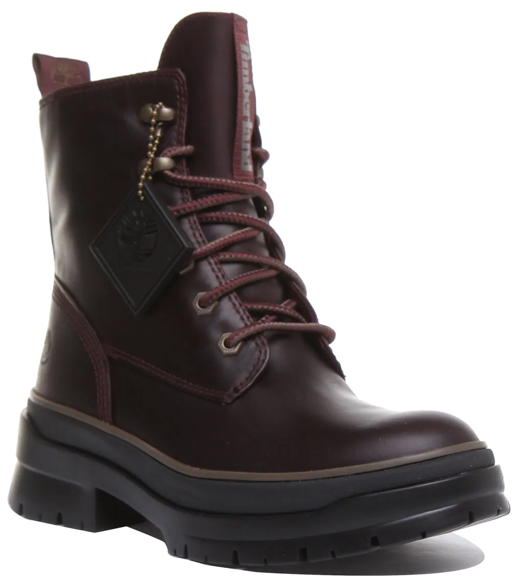 Timberland A2F7G Malynn Mid Lace Up Boot In Burgundy For Women Shoes Timberland