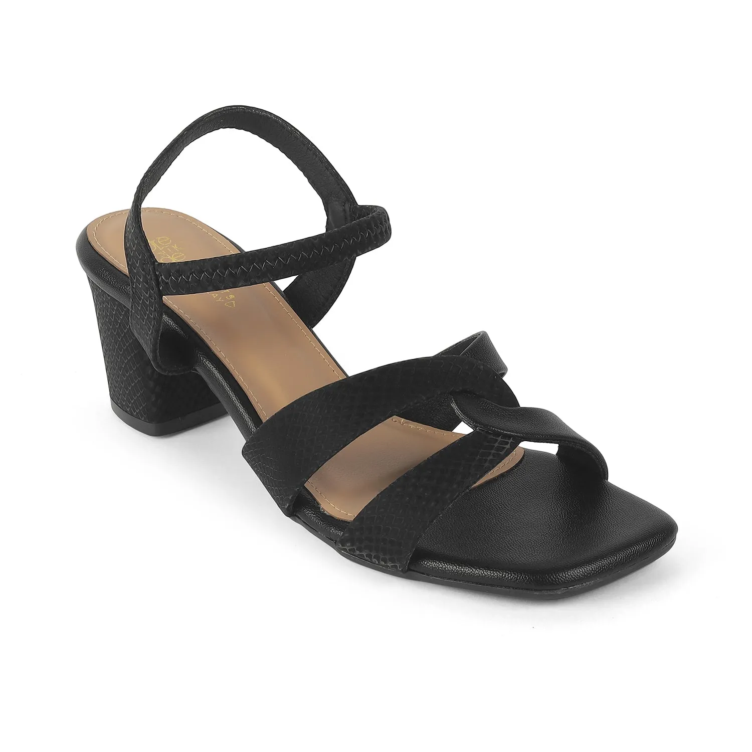 Tresmode Leros Black Women's Dress Block Heel Sandals