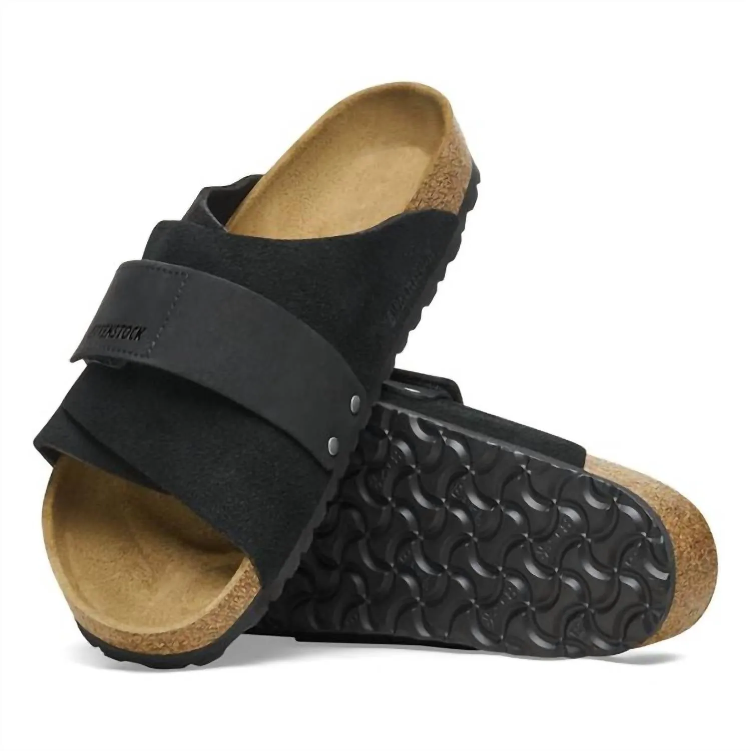 Unisex Kyoto Nubuck Suede Leather Slide In Black