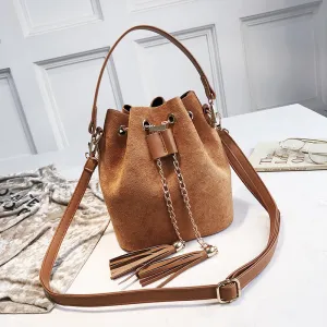 VIP  Mini Crossbody Handbags Cute Suede Bucket Bag Organizer Small Tassel PU Leather Womens Shoulder Messenger Bags Bolsos Fashion Nova Bags