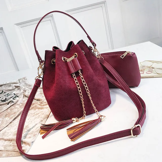 VIP  Mini Crossbody Handbags Cute Suede Bucket Bag Organizer Small Tassel PU Leather Womens Shoulder Messenger Bags Bolsos Fashion Nova Bags