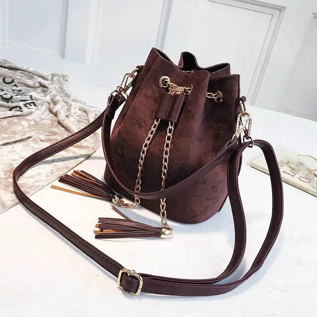 VIP  Mini Crossbody Handbags Cute Suede Bucket Bag Organizer Small Tassel PU Leather Womens Shoulder Messenger Bags Bolsos Fashion Nova Bags
